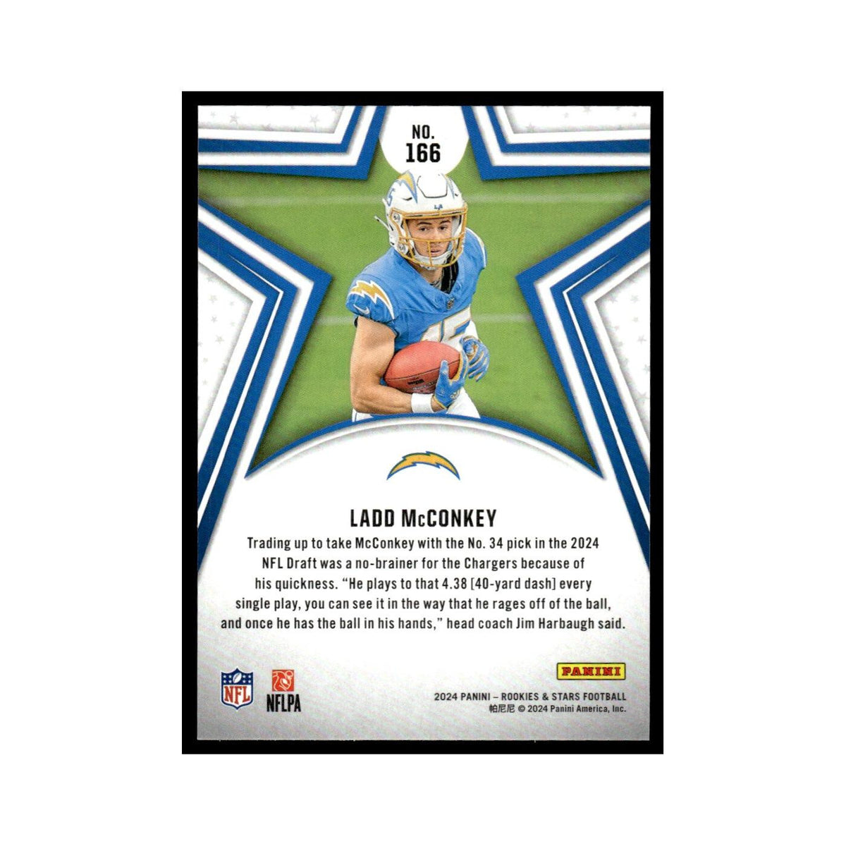 Ladd McConkey 2024 Panini Rookies Stars #166 Los Angeles Chargers NM