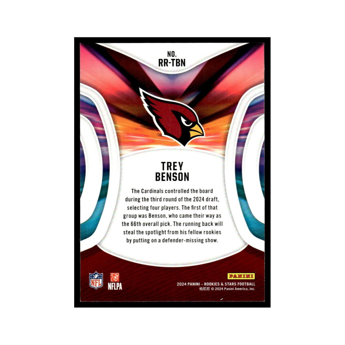 Trey Benson 2024 Panini Rookies Stars #RR-TBN Arizona Cardinals Football Card NM