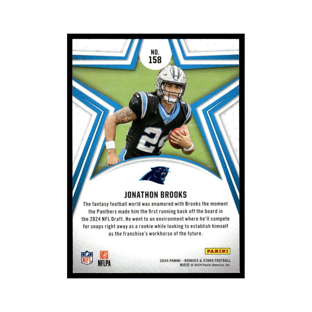 Jonathon Brooks 2024 Panini Rookies Stars #158 Carolina Panthers NM