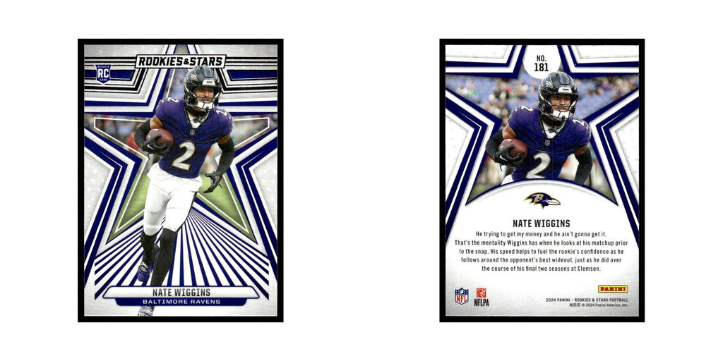 Nate Wiggins 2024 Panini Rookies Stars #181 Baltimore Ravens Football Card NM