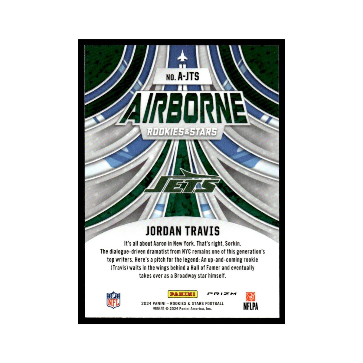 Jordan Travis 2024 Panini Rookies Stars #A-JTS New York Jets Football Card NM