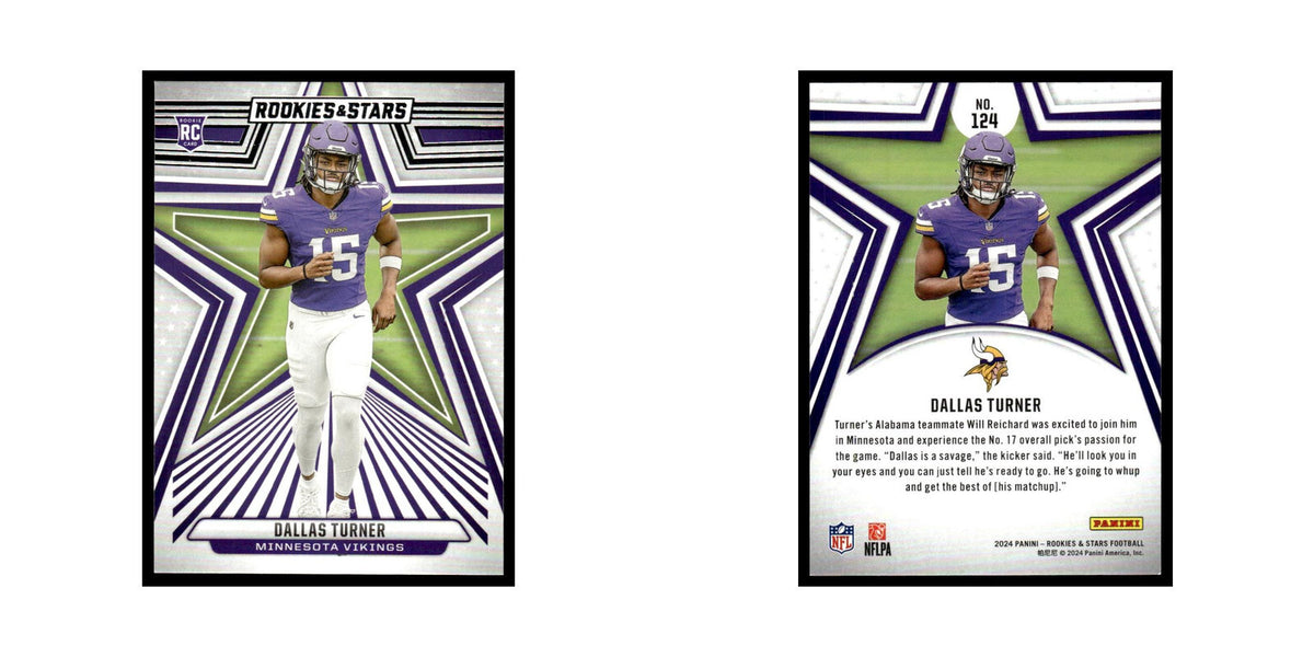 Dallas Turner 2024 Panini Rookies Stars #124 Minnesota Vikings Football Card NM