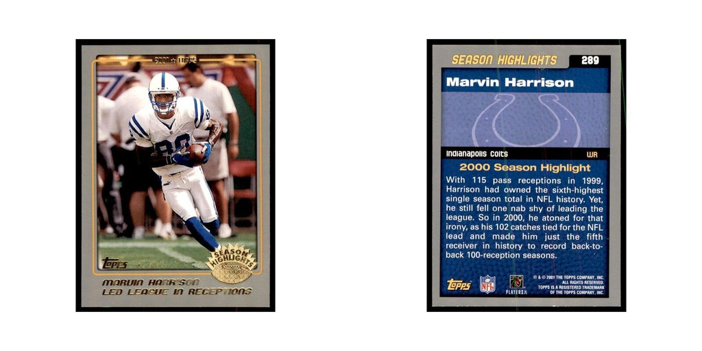 Marvin Harrison 2001 Topps #289 Football Cards Football Card NM