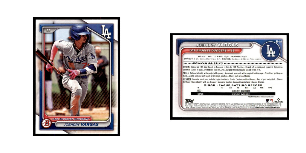 Joendry Vargas 2024 Bowman Prospects #BP-89 Baseball Cards Baseball Card NM