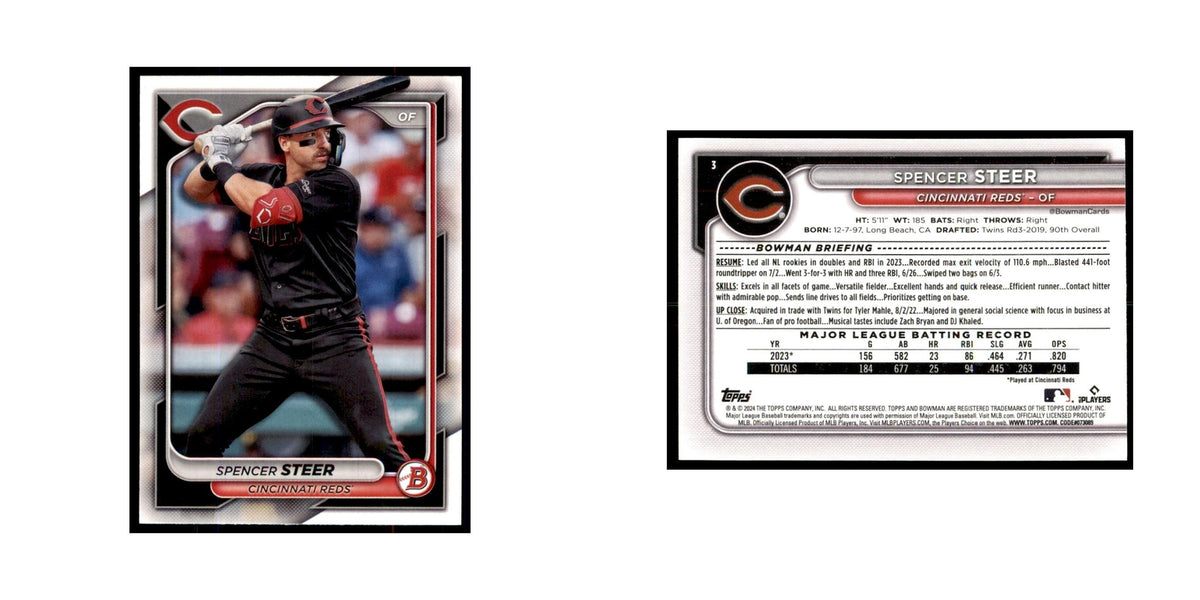 Spencer Steer 2024 Bowman #3 Baseball Cards Baseball Card NM