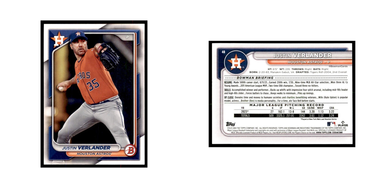 Justin Verlander 2024 Bowman #48 Baseball Cards Baseball Card NM