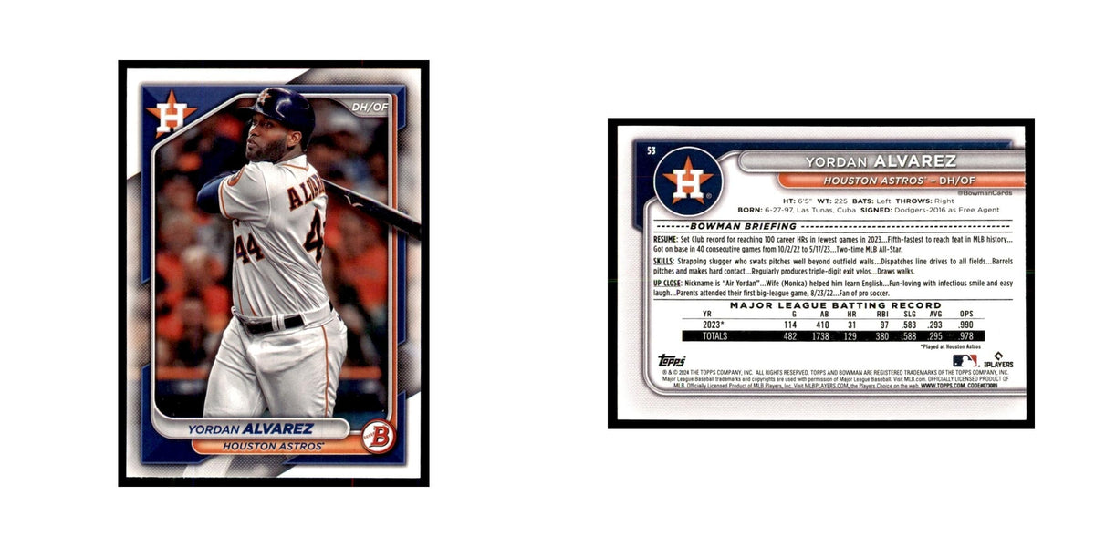 Yordan Alvarez 2024 Bowman #53 Baseball Cards Baseball Card NM