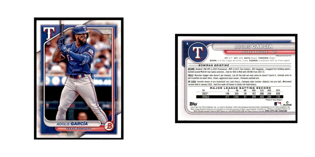 Adolis Garcia 2024 Bowman #6 Baseball Cards Baseball Card NM
