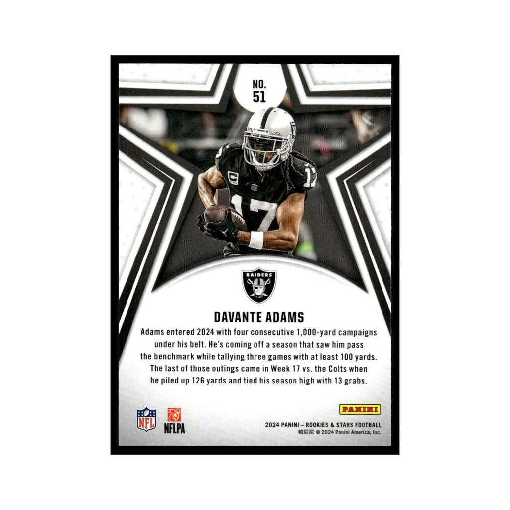 Davante Adams 2024 Panini Rookies Stars #51 Las Vegas Raiders Football Card NM
