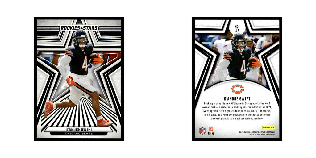 D'Andre Swift 2024 Panini Rookies Stars #17 Chicago Bears Football Card NM
