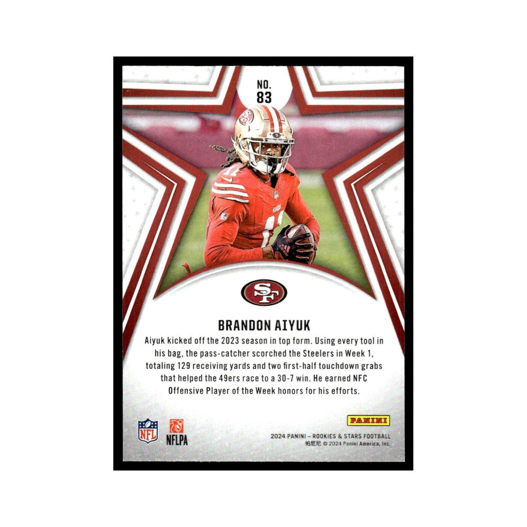 Brandon Aiyuk 2024 Panini Rookies Stars #83 San Francisco 49ers Football Card NM