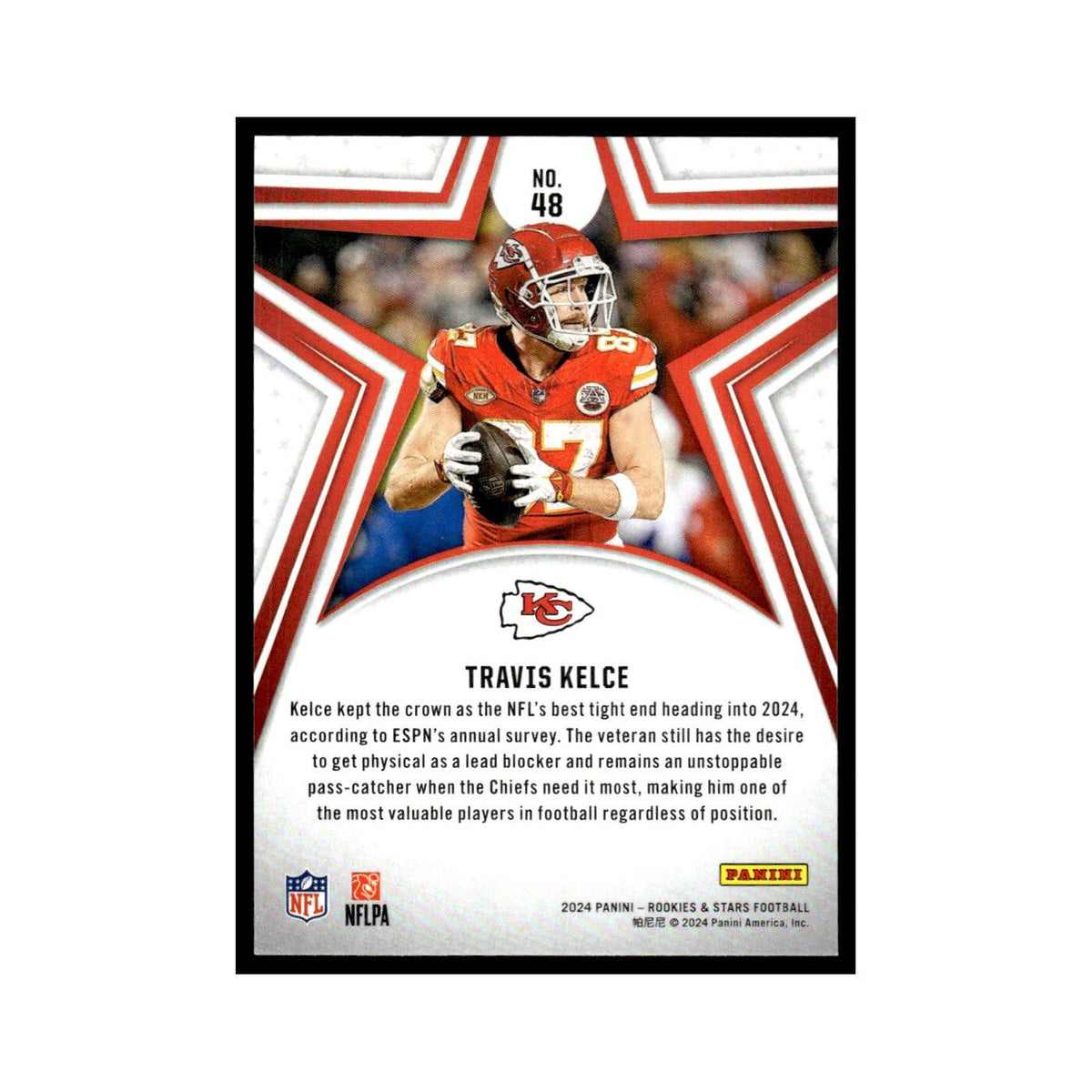 Travis Kelce 2024 Panini Rookies Stars #48 Kansas City Chiefs Football Card NM