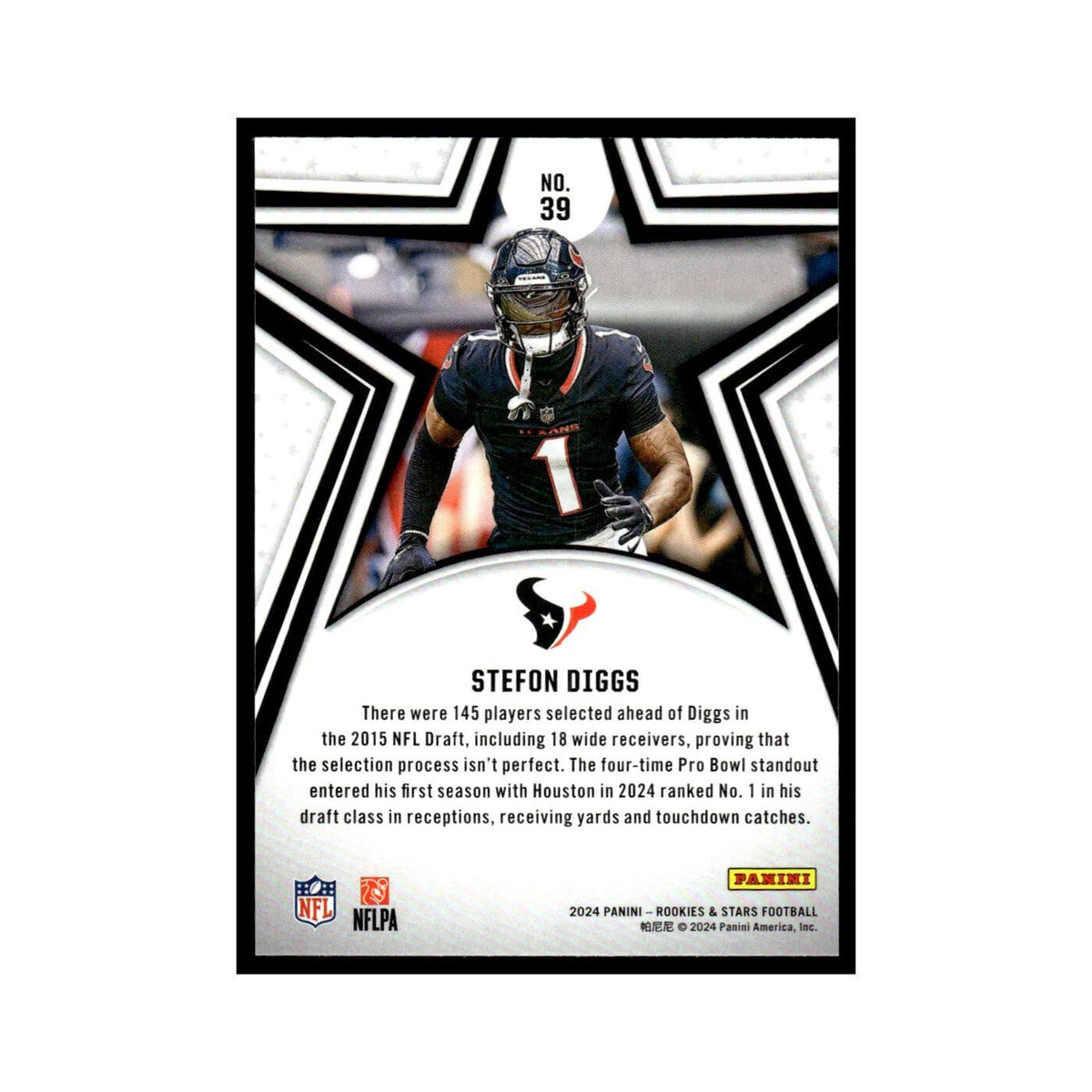 Stefon Diggs 2024 Panini Rookies Stars #39 Houston Texans Football Card NM