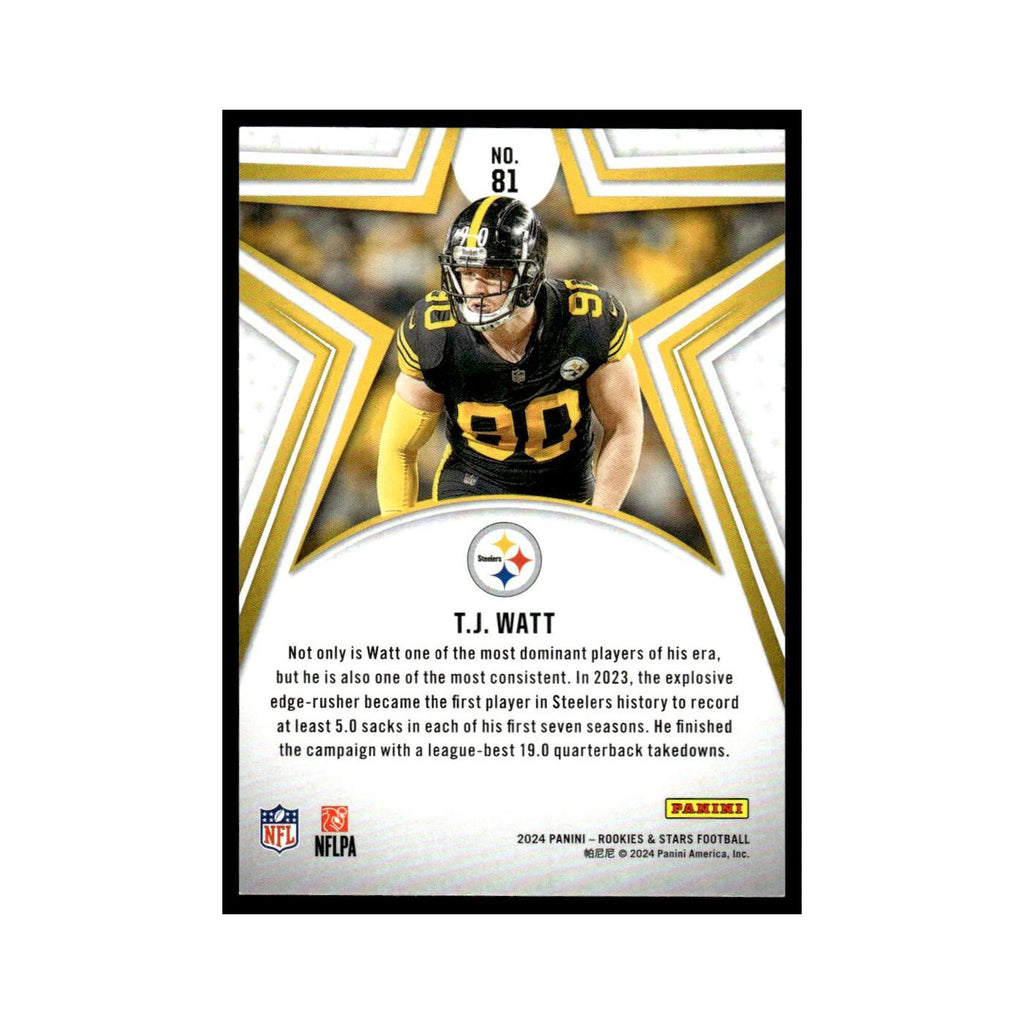 T.J. Watt 2024 Panini Rookies Stars #81 Pittsburgh Steelers Football Card NM