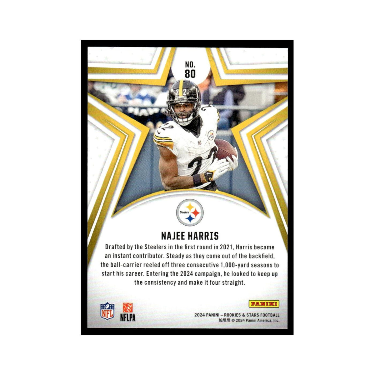 Najee Harris 2024 Panini Rookies Stars #80 Pittsburgh Steelers Football Card NM