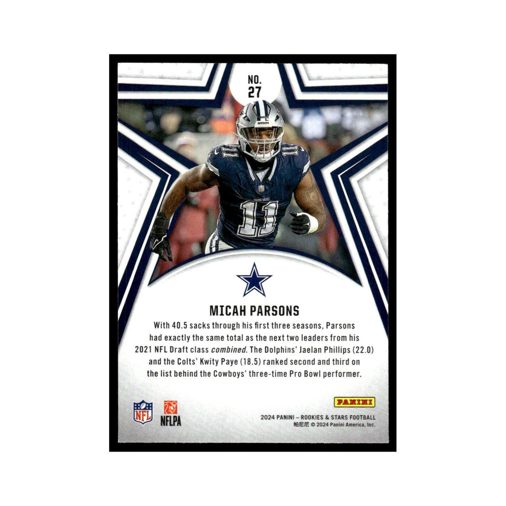Micah Parsons 2024 Panini Rookies Stars #27 Dallas Cowboys Football Card NM