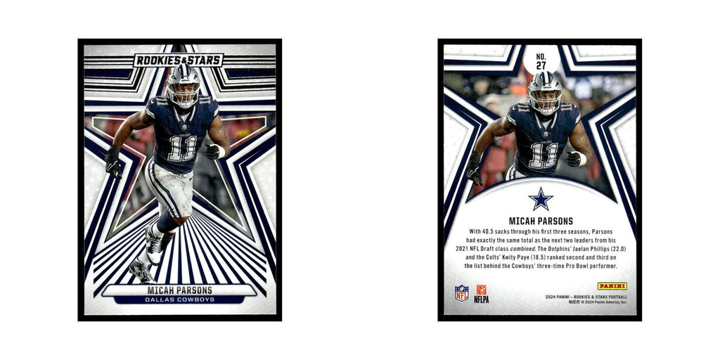 Micah Parsons 2024 Panini Rookies Stars #27 Dallas Cowboys Football Card NM
