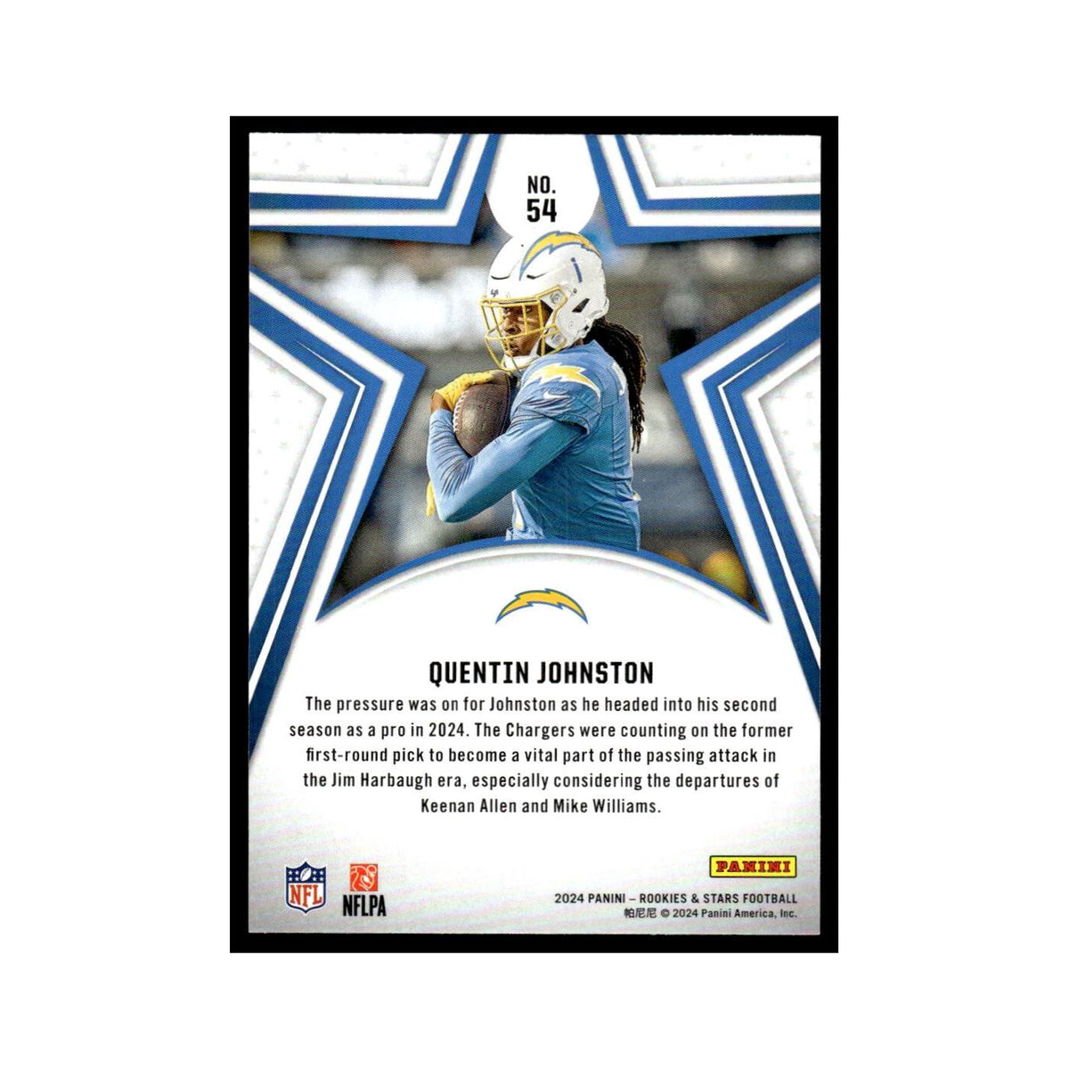 Quentin Johnston 2024 Panini Rookies Stars #54 Los Angeles Chargers NM