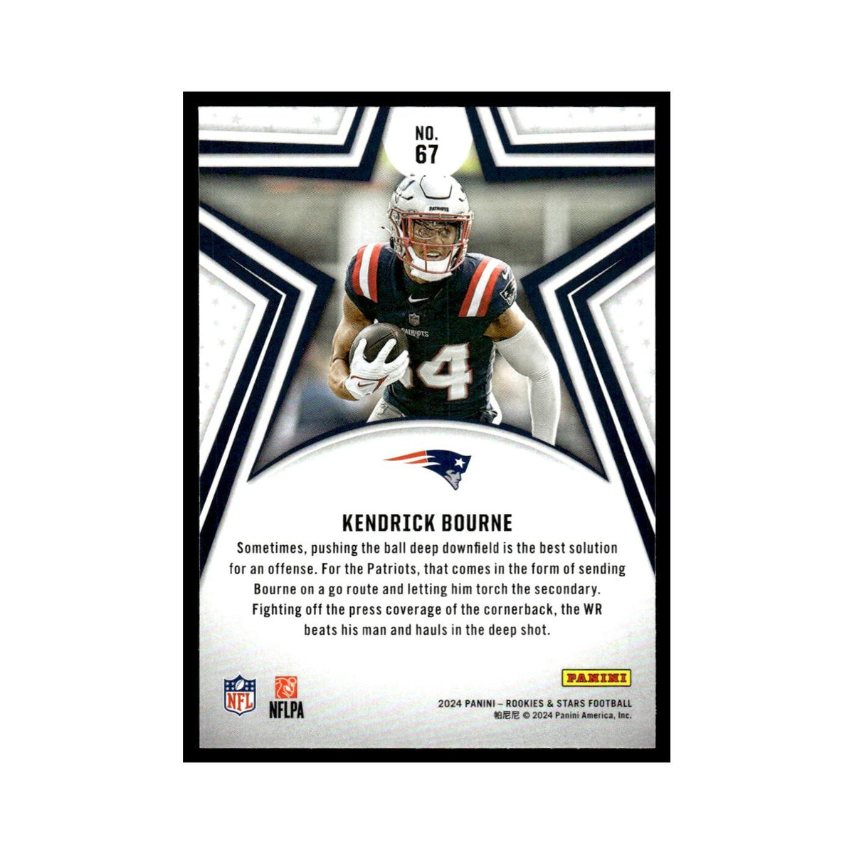 Kendrick Bourne 2024 Panini Rookies Stars #67 New England Patriots NM