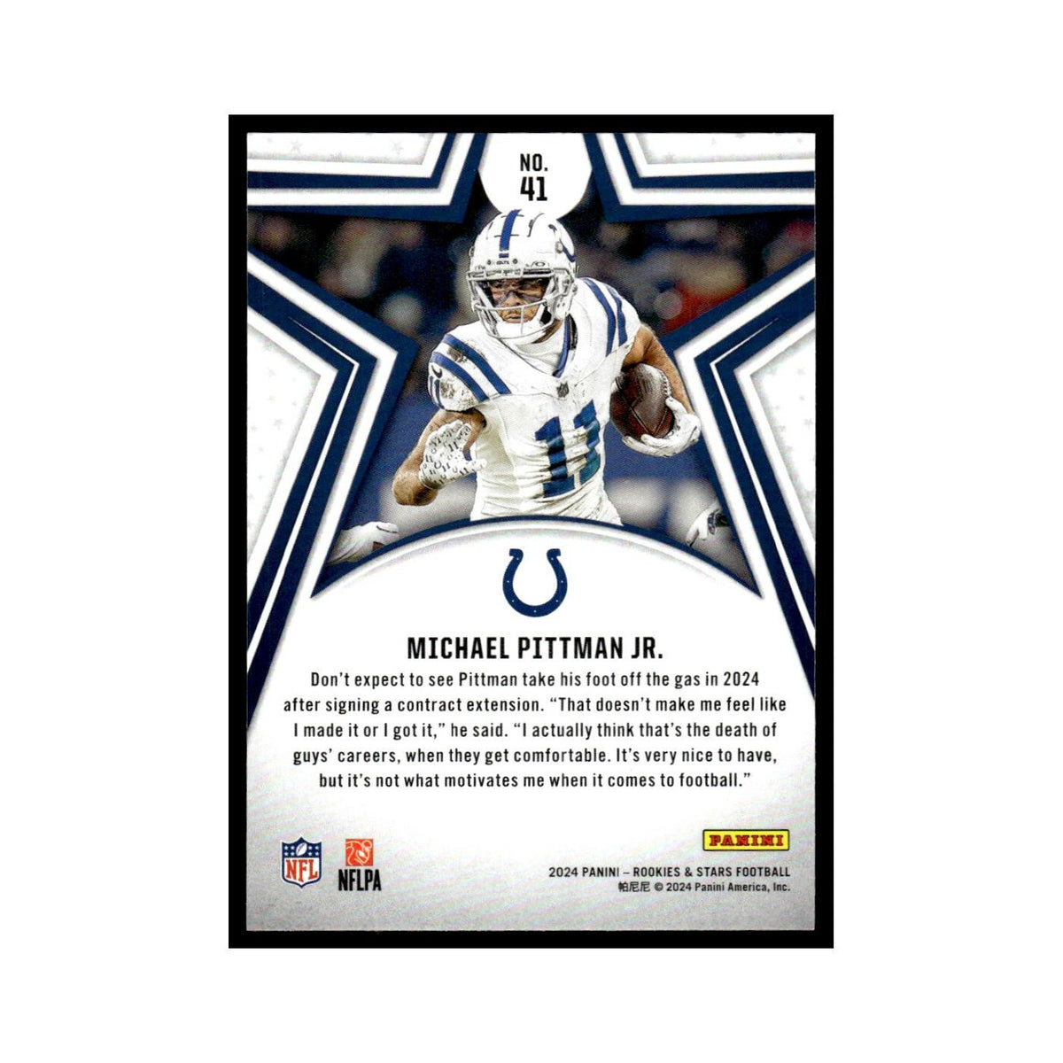 Michael Pittman Jr 2024 Panini Rookies Stars #41 Indianapolis Colts NM