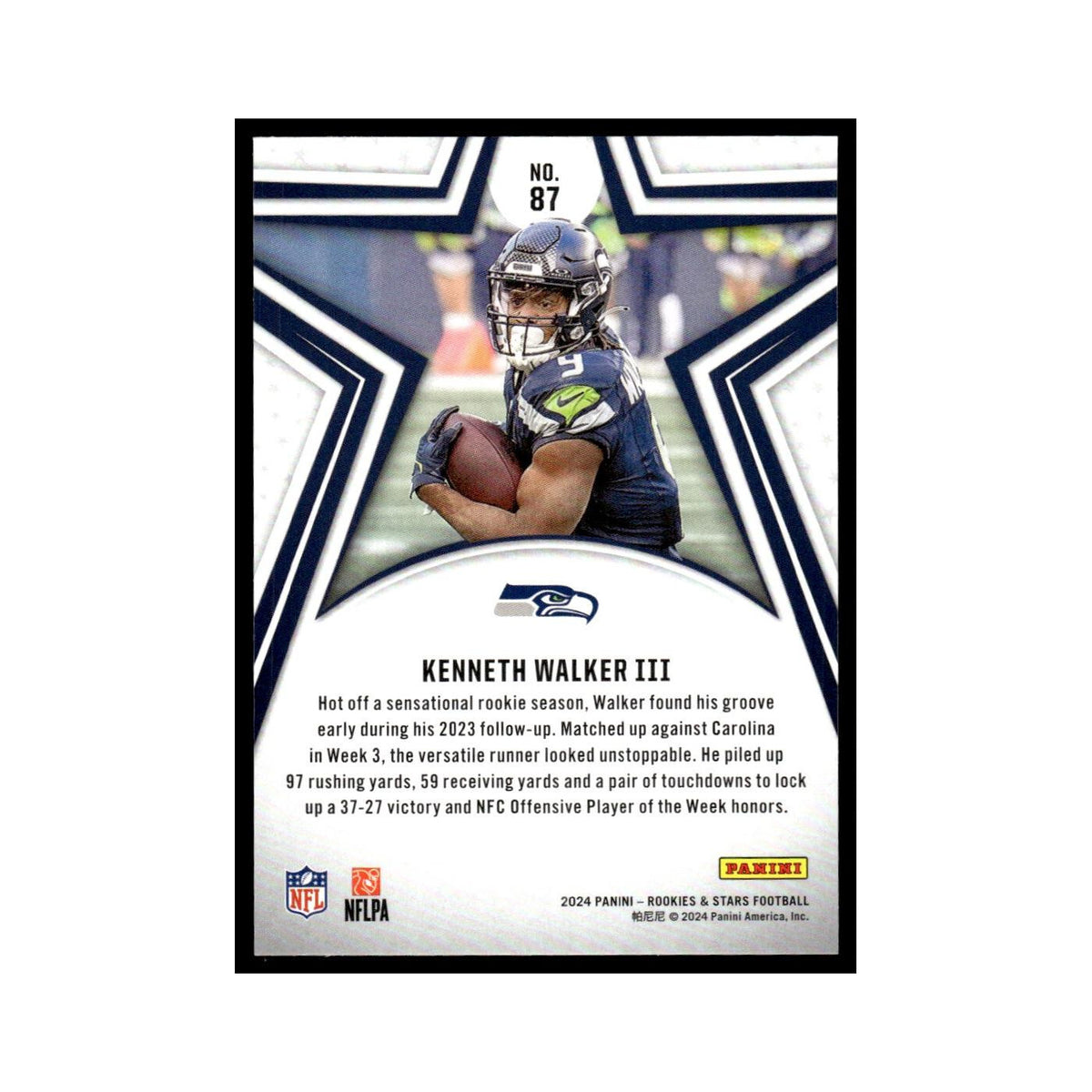 Kenneth Walker III 2024 Panini Rookies Stars #87 Seattle Seahawks NM