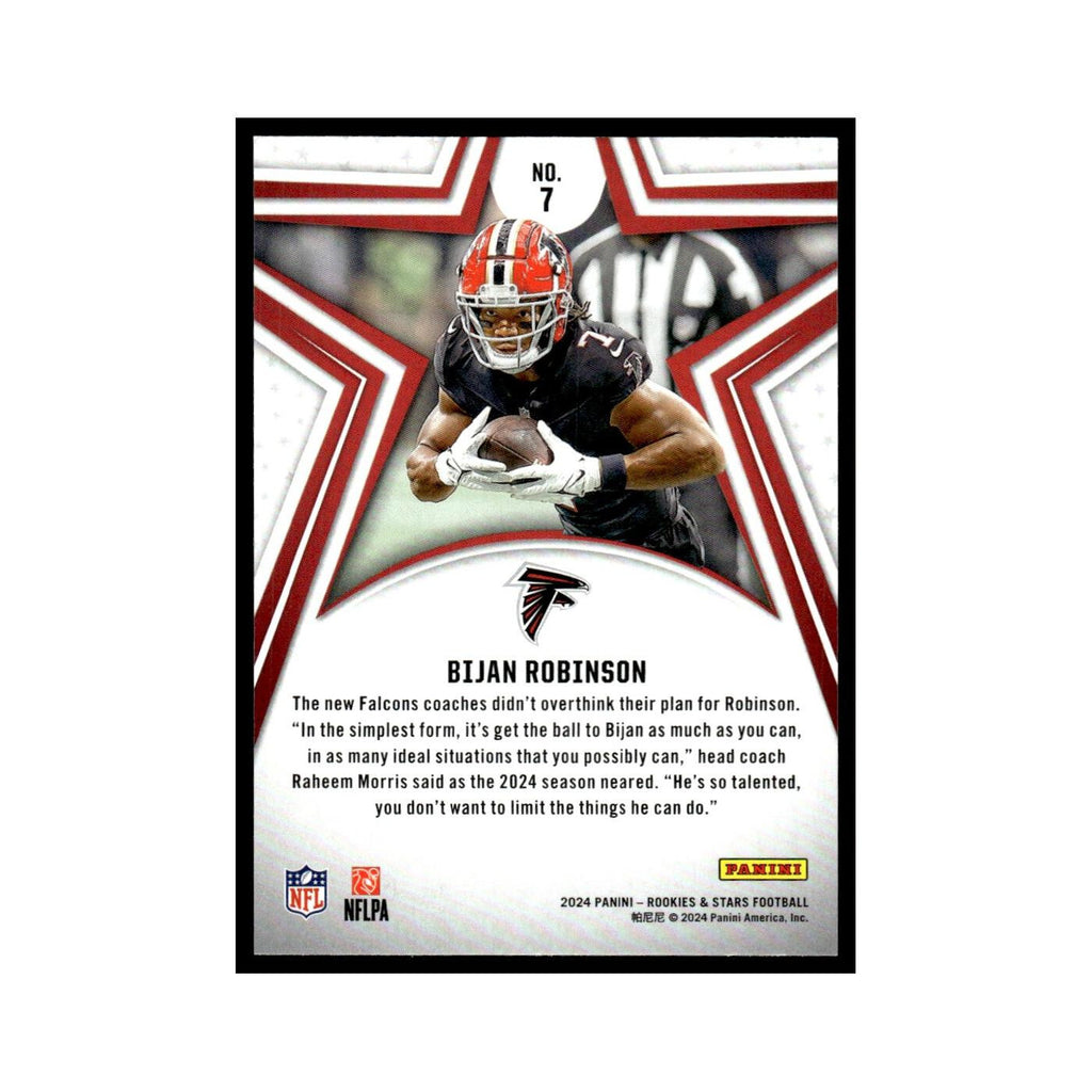 Bijan Robinson 2024 Panini Rookies Stars #7 Atlanta Falcons Football Card NM