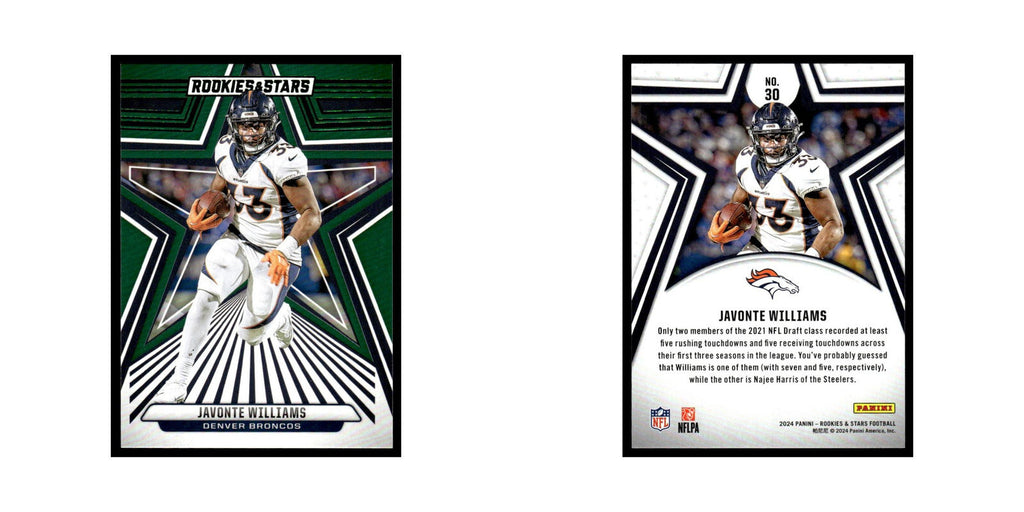 Javonte Williams 2024 Panini Rookies Stars #30 Denver Broncos Football Card NM