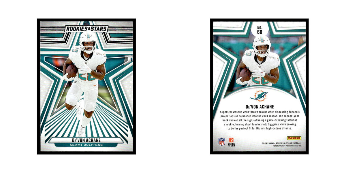 De'Von Achane 2024 Panini Rookies Stars #60 Miami Dolphins Football Card NM