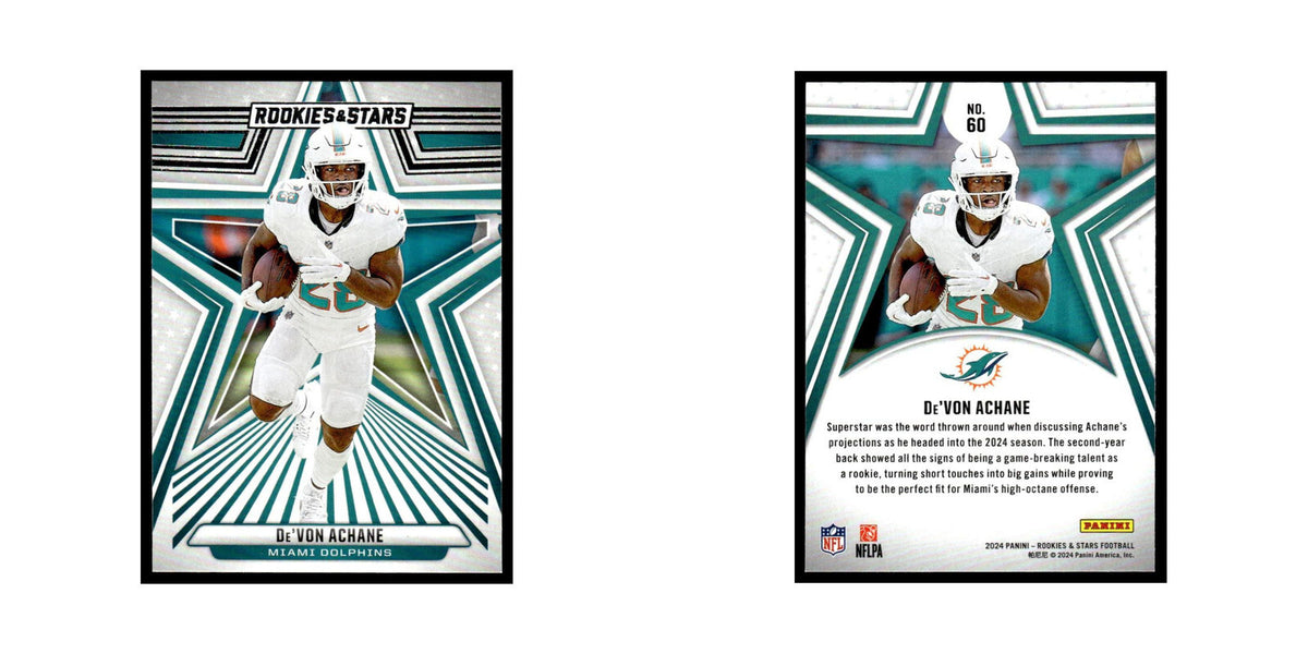 De'Von Achane 2024 Panini Rookies Stars #60 Miami Dolphins Football Card NM