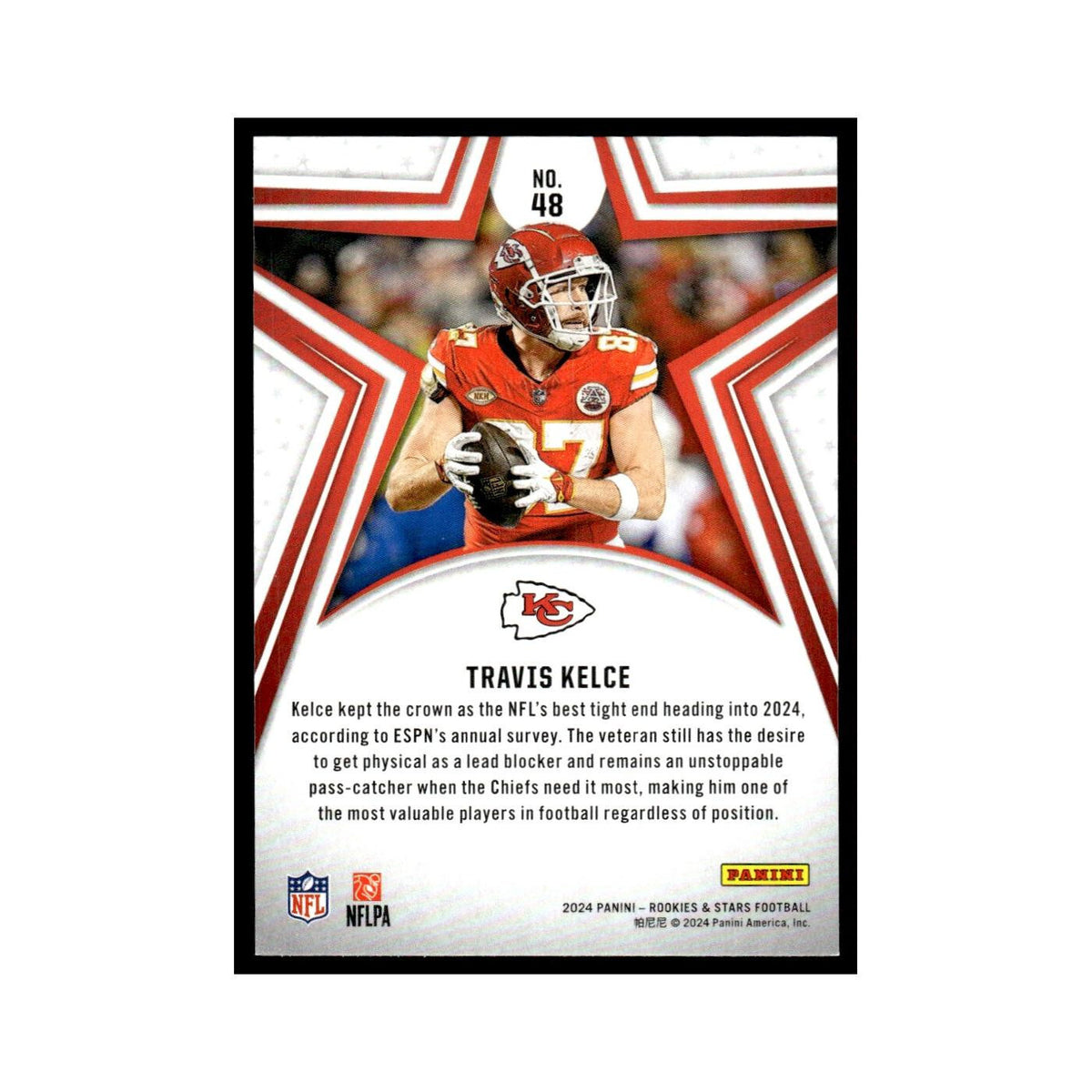 Travis Kelce 2024 Panini Rookies Stars #48 Kansas City Chiefs Football Card NM