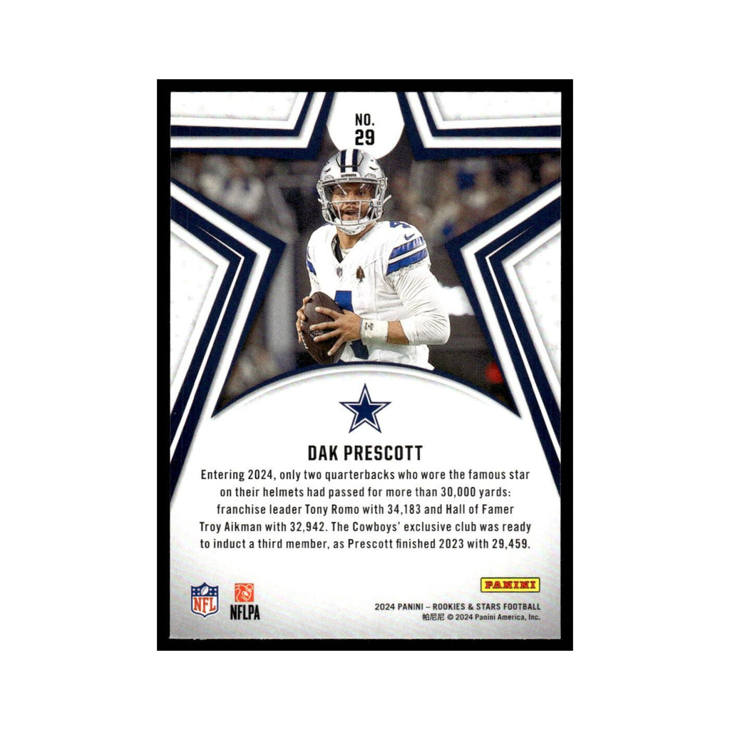Dak Prescott 2024 Panini Rookies Stars #29 Dallas Cowboys Football Card NM
