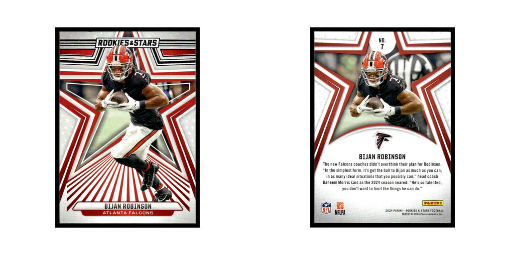 Bijan Robinson 2024 Panini Rookies Stars #7 Atlanta Falcons Football Card NM