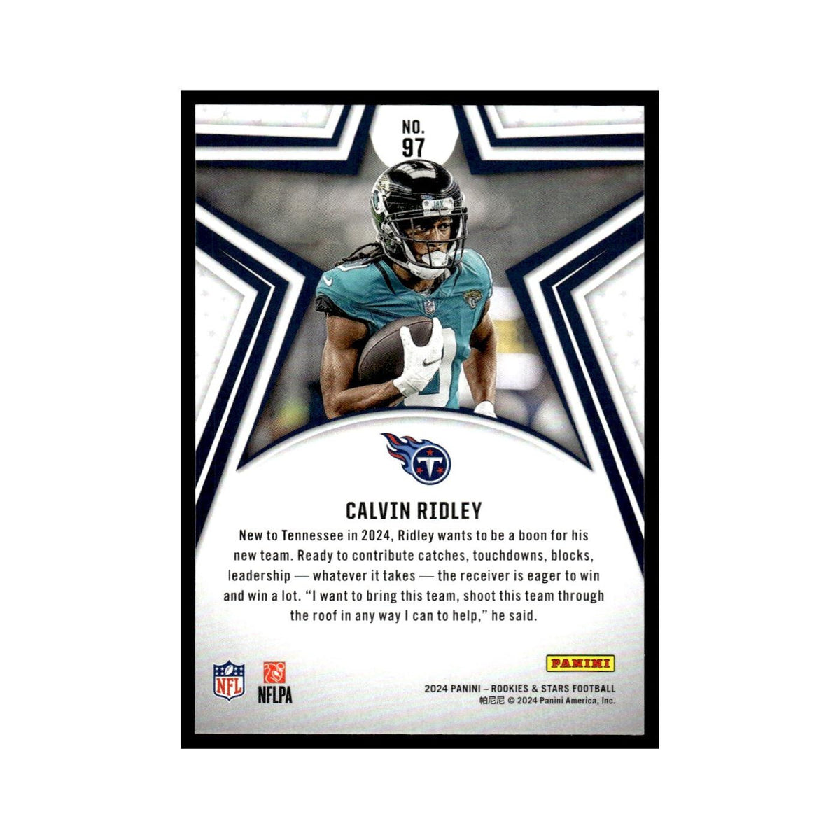 Calvin Ridley 2024 Panini Rookies Stars #97 Tennessee Titans Football Card NM