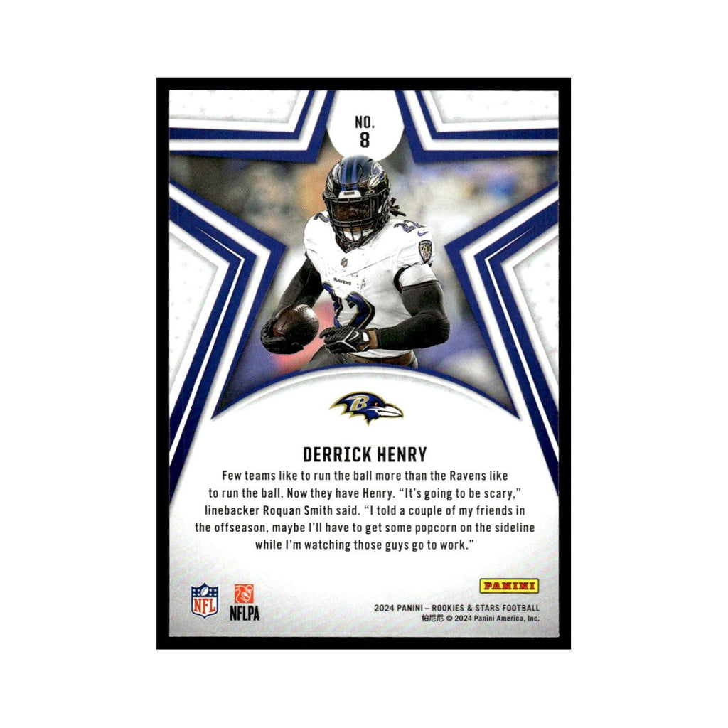 Derrick Henry 2024 Panini Rookies Stars #8 Baltimore Ravens Football Card NM