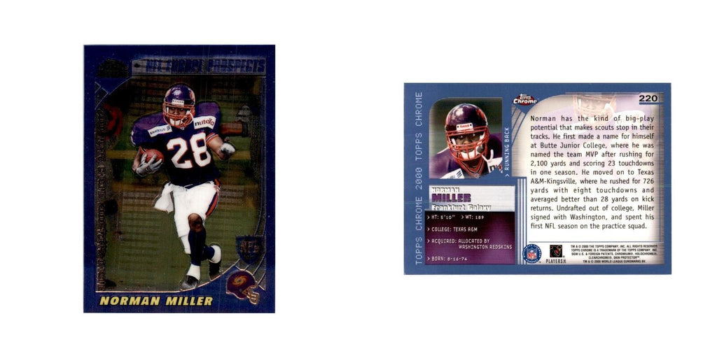 Norman Miller 2000 Topps Chrome #220 Football Cards Football Card NM