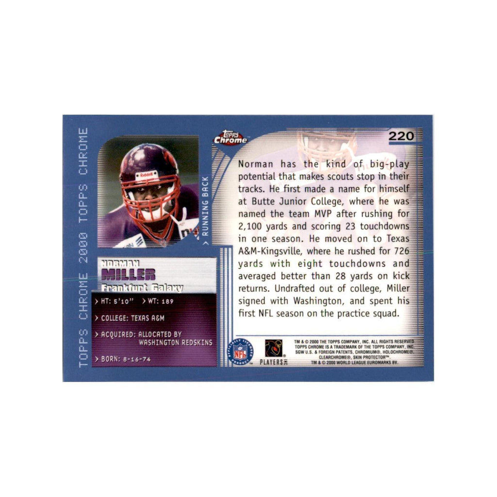 Norman Miller 2000 Topps Chrome #220 Football Cards Football Card NM
