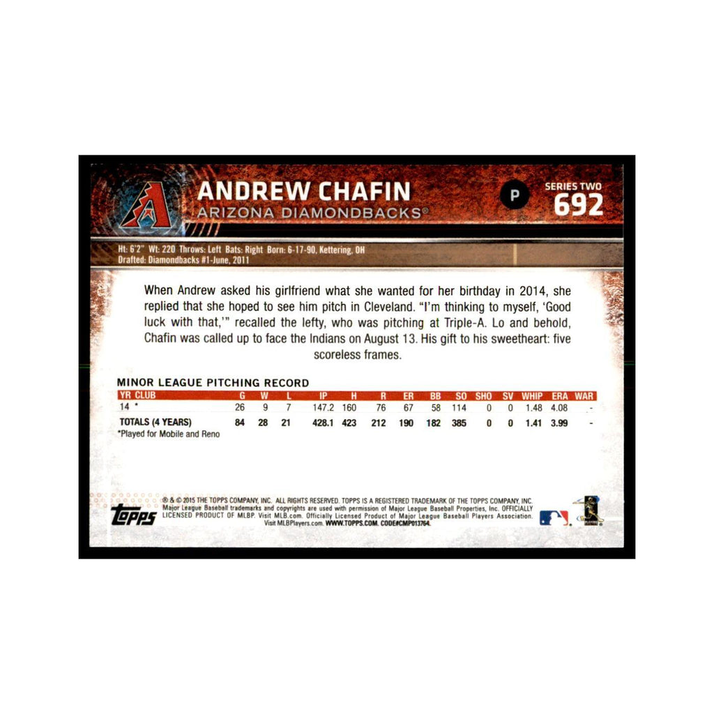 Andrew Chafin Rookie 2015 Topps #692 Baseball Cards Baseball Card NM