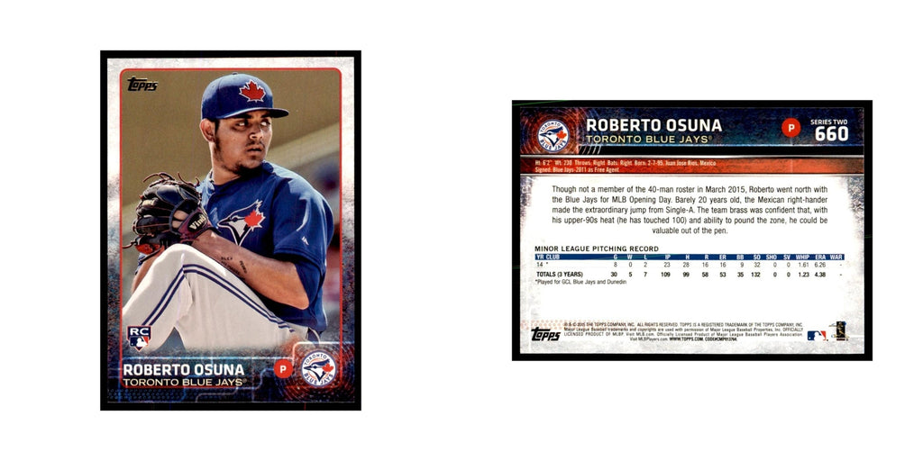 Roberto Osuna Rookie 2015 Topps #660 Baseball Cards Baseball Card NM