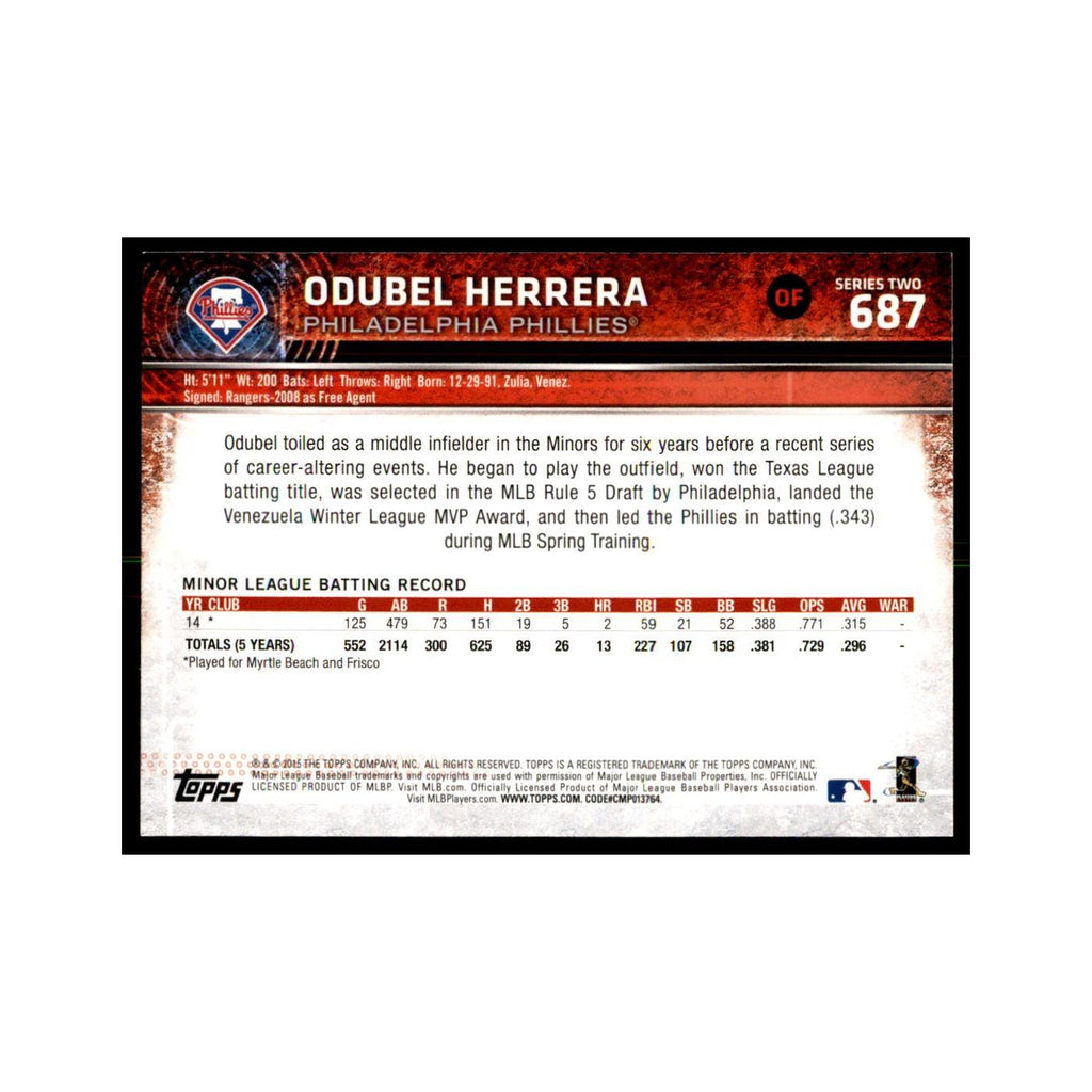 Odubel Herrera Rookie 2015 Topps #687 Baseball Cards Baseball Card NM