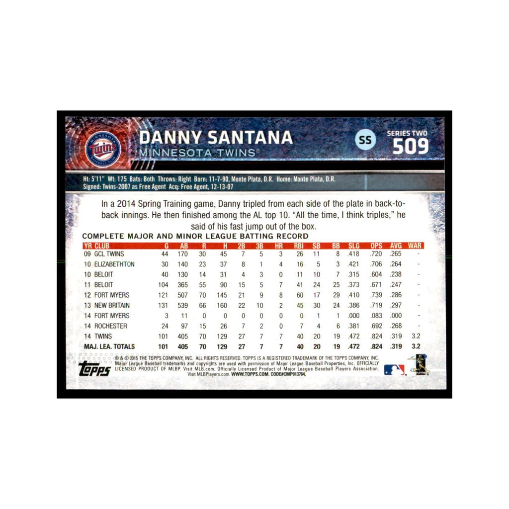 Danny Santana 2015 Topps #509 Baseball Cards Baseball Card NM