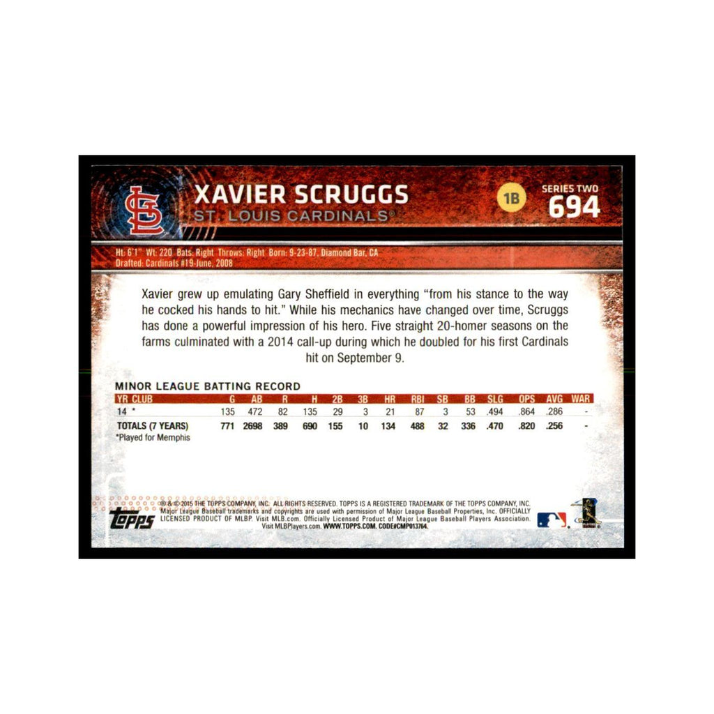 Xavier Scruggs Rookie 2015 Topps #694 Baseball Cards Baseball Card NM
