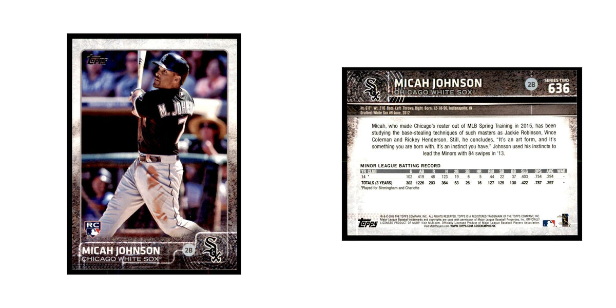 Micah Johnson Rookie 2015 Topps #636 Baseball Cards Baseball Card NM