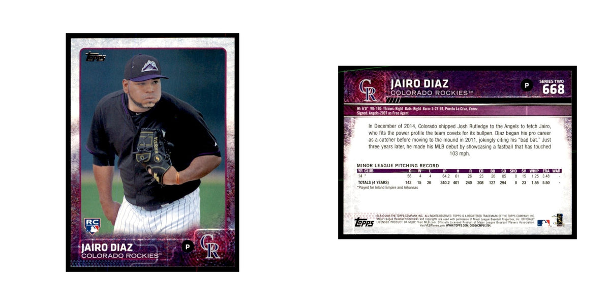 Jairo Diaz Rookie 2015 Topps #668 Baseball Cards Baseball Card NM