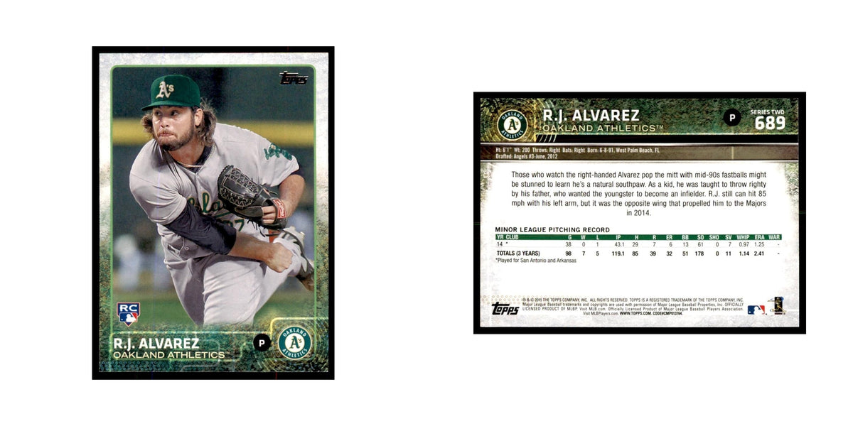R.J. Alvarez Rookie 2015 Topps #689 Baseball Cards Baseball Card NM