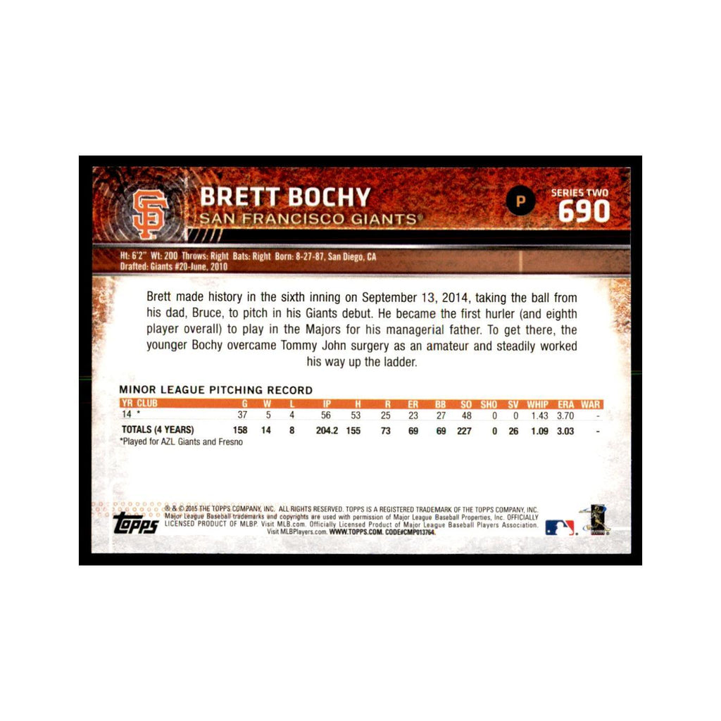 Brett Bochy Rookie 2015 Topps #690 Baseball Cards Baseball Card NM