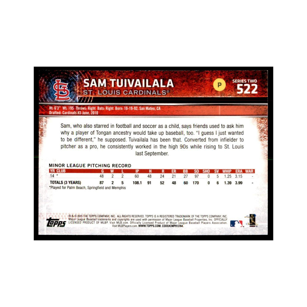 Sam Tuivailala Rookie 2015 Topps #522 Baseball Cards Baseball Card NM