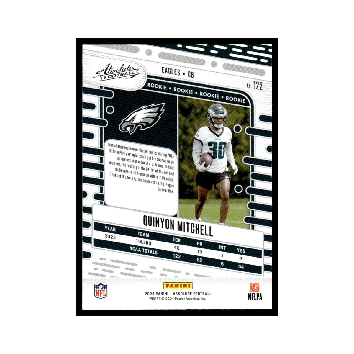 Quinyon Mitchell Rookie 2024 Panini Absolute #122 Philadelphia Eagles NM