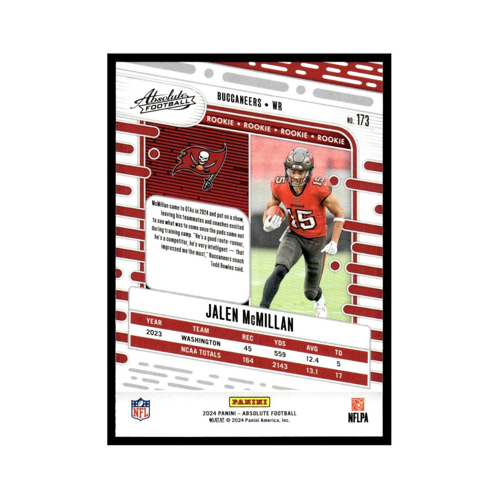 Jalen McMillan Rookie 2024 Panini Absolute #173 Tampa Bay Buccaneers NM
