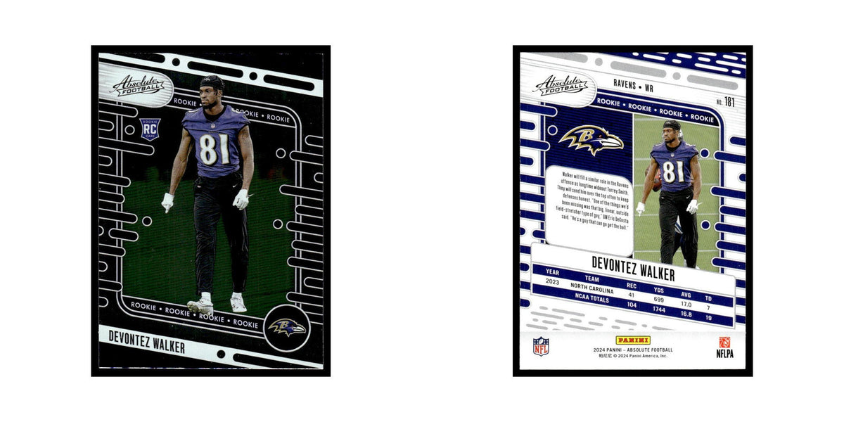 Devontez Walker Rookie 2024 Panini Absolute #181 Baltimore Ravens NM