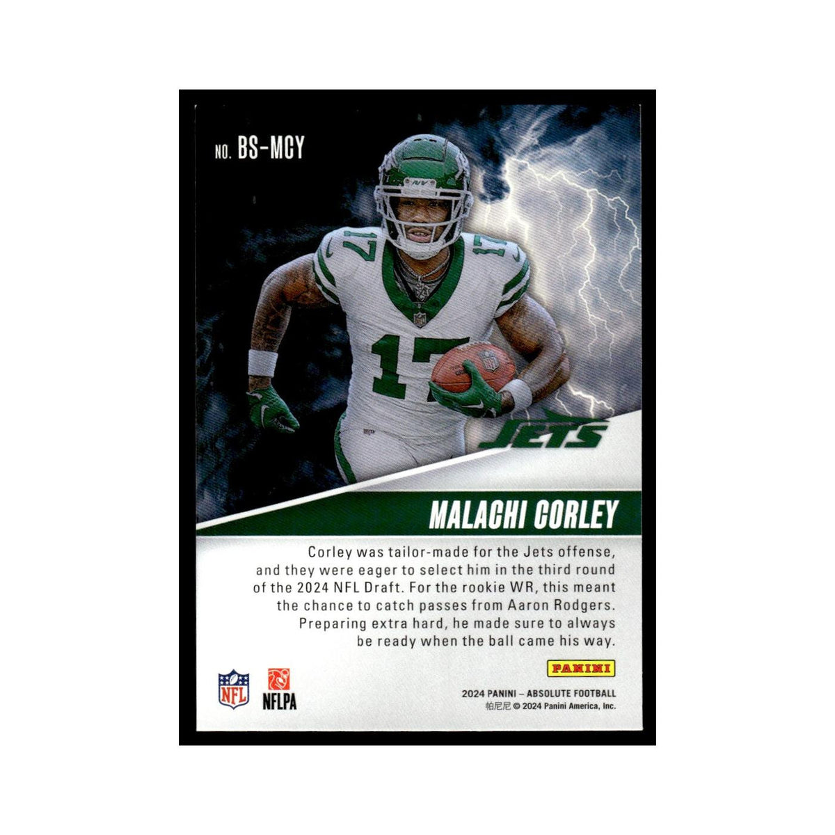 Malachi Corley Rookie 2024 Panini Absolute #BS-MCY New York Jets NM